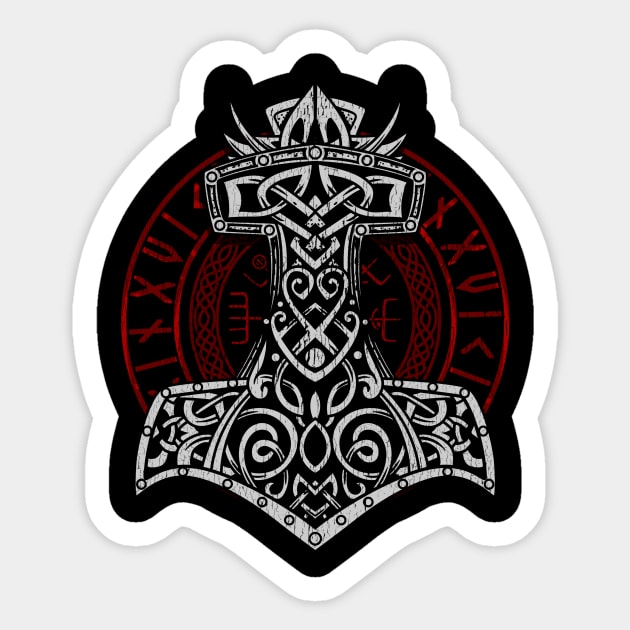 Viking Norse God Hammer - Mjolnir Sticker by biNutz